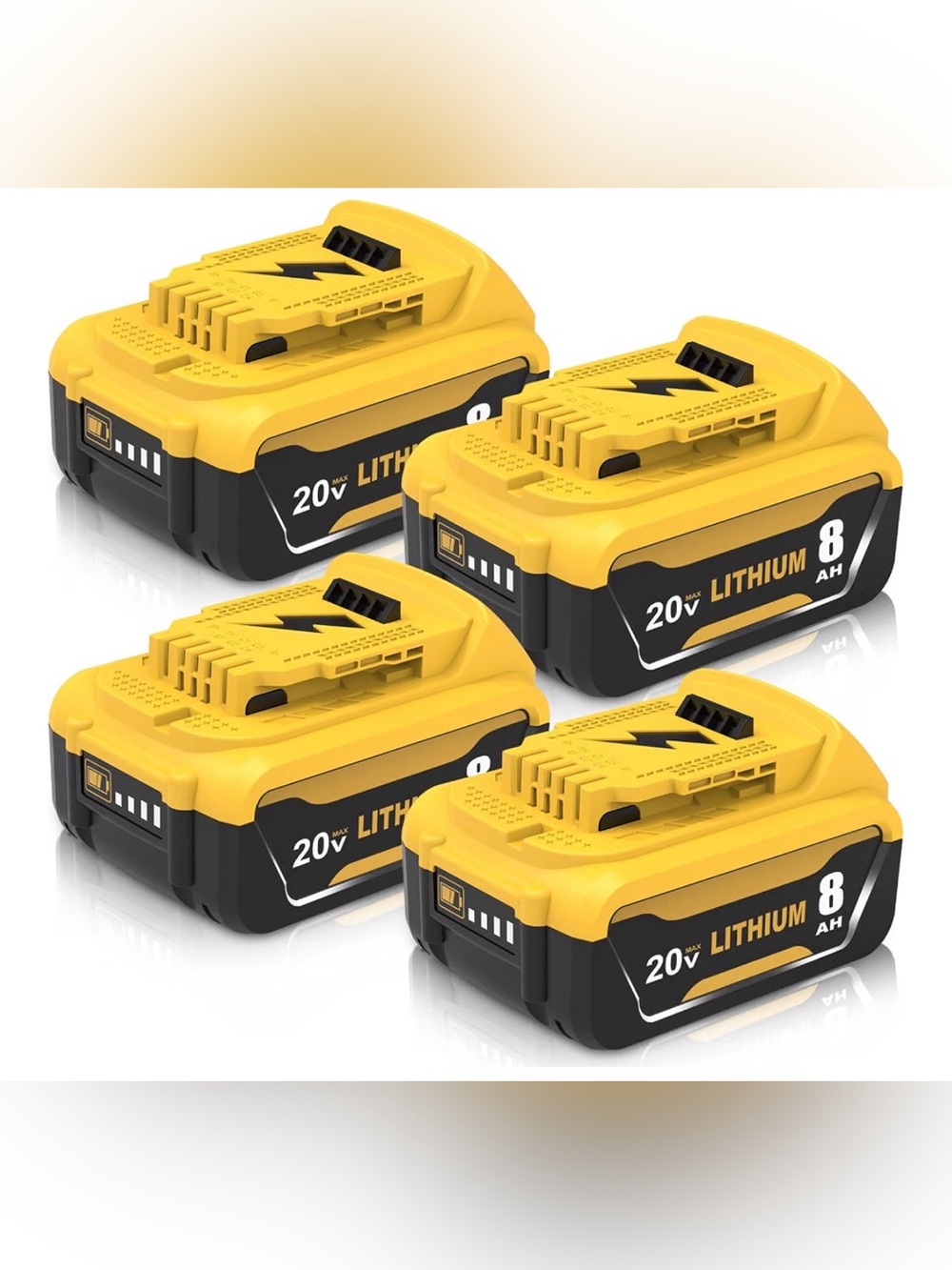 4X For DeWalt 20V Max XR 8000mAH Lithium Ion Battery DCB200 DCB208 DCB204 NEW
